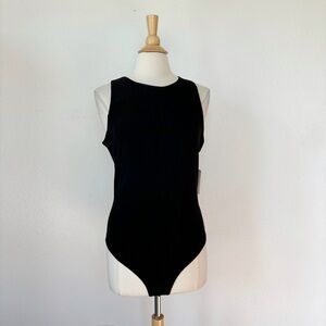 Solid Black Sleeveless Bodysuit